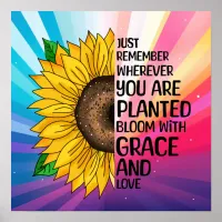 Inspirational Quote and Hand Drawn Sunflower Poster