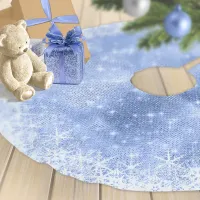 Snowflake Glitter and Shine Blue ID671 Brushed Polyester Tree Skirt