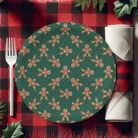 Green Polka Dot Gingerbread Man Christmas Paper Plates