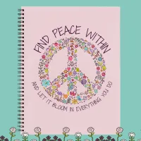 Personalized Peace Within Floral  Notebook