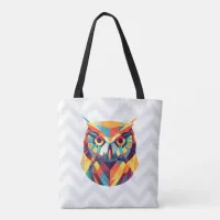 Geometric Owl Art White Tote Bag