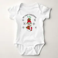 My First Christmas Snowman Snowflakes Baby Tee