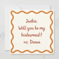 70s Vibe Personalized Bridesmaid or MOH Proposal Invitation