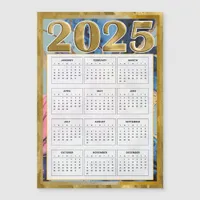 2025 Magnetic Calendar For Fridge Gold Pink Blue Magnetic Invitation