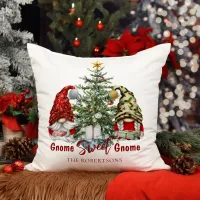 Gnome Sweet Gnome Cute Christmas Throw Pillow