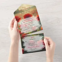 Red Poppies Floral Wedding All In One Invitation