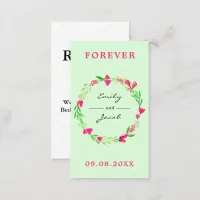 Elegant Pink Floral Wreath Pale Green Wed Registry Enclosure Card
