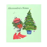 Cute White Christmas Duck Wearing a Wreath Notepad