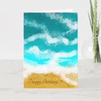 Turquoise Ocean Waves Coastal Birthday Card