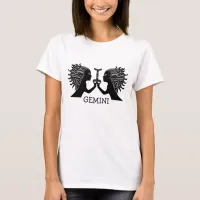 Hand Drawn Gemini Twins Holding Zodiac Symbol T-Shirt