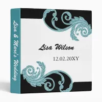 mod swirly aqua Wedding Planner binder