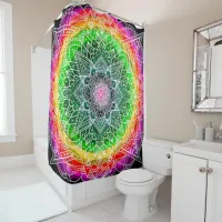 Color Burst Rainbow Prism Mandala Shower Curtain