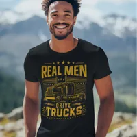 Bold truck driving culture in gold T-Shirt