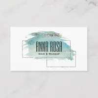 *~* Geometric Silver Turquoise Watercolor Girly Business Card