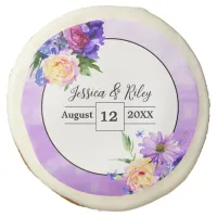 Pretty Purple Flowers Floral Wedding Personalized Sugar Cookie