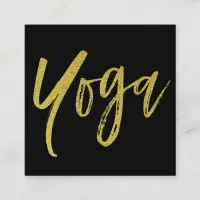 *~* Yoga Instructor Teacher Black Gold Modern Square Business Card