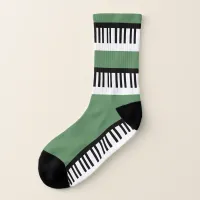 Piano Keyboard Keys Music Themed Musician Green Socks