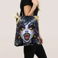 Comic Book Style Vampire Halloween Party  Tote Bag