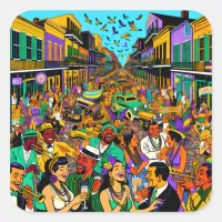 New Orleans, Louisiana People Having Fun Square Sticker