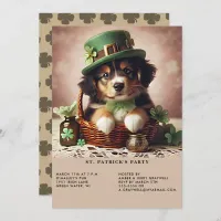 St Patrick's Day Australian Shepherd Puppy Invitation