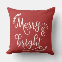 merry and bright Christmas Holiday Throw Pillow