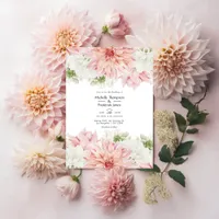 Blush Dahlias Floral Wedding Invitation