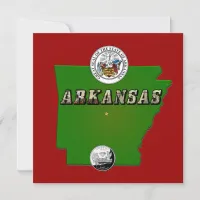 Arkansas Map, Seal and State Faux Quarter Invitation