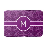Modern White Monogram on Purple Geometric Bath Mat