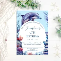 Dolphin Under the Sea Ocean Birthday Invitation