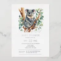 Koala Baby Shower Foil Invitation