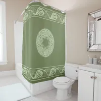 Celtic Knotwork Fish in Green Shower Curtain