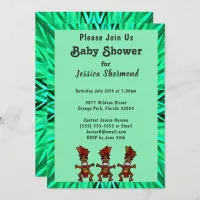 Tribal Baby Shower Emerald Green Abstract Invitation