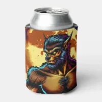 Comic Book Style Werewolf in Front of Full Moon Can Cooler