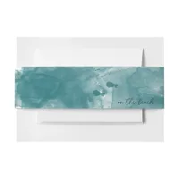 On The Beach Ocean Watercolor Summer Wedding Invitation Belly Band