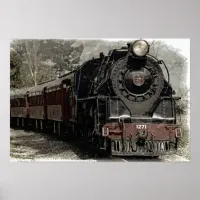Antique Locomotive Steam Engine Train Poster