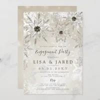 Silver Gold Snowflakes Winter Engagement Party  Invitation