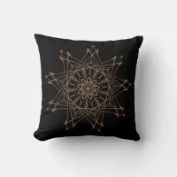 Brown and Black Sharp Mandala Throw Pillow