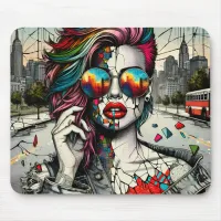 Grunge Art | Fractured Woman Abstract Mouse Pad