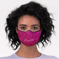 Pretty Pink Glitter Glam Name Personalized Premium Face Mask