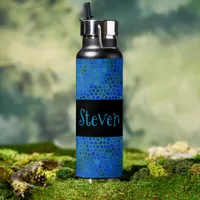 Personalized Blue Dinosaur Hide  Water Bottle