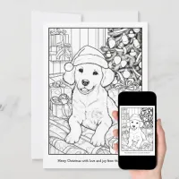 Cute Golden Retriever Dog Christmas Art Coloring Holiday Card