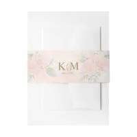 Soft Blush Roses Wedding ID828 Invitation Belly Band