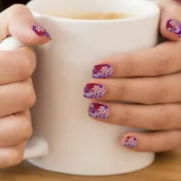 Purple, Burgundy and White Fluid Art Minx Nail Art