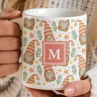 Watercolor Scandinavian Gnome Monogram Christmas Coffee Mug