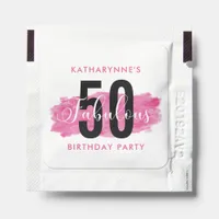 50th Birthday Party Hot Pink Watercolor Hand Sanitizer Packet