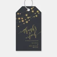 Modern String Lights Wedding Thanks Gold ID585 Gift Tags