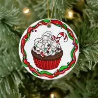 Personalized Christmas Cupcake   Ceramic Ornament