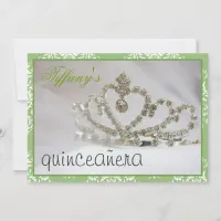 green Sweet Sixteen or quincea&#241;era party Invitation