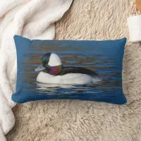 Handsome Bufflehead Duck at the Winter Pond Lumbar Pillow