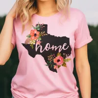 Texas Home Chalkboard Watercolor Flowers State T-Shirt